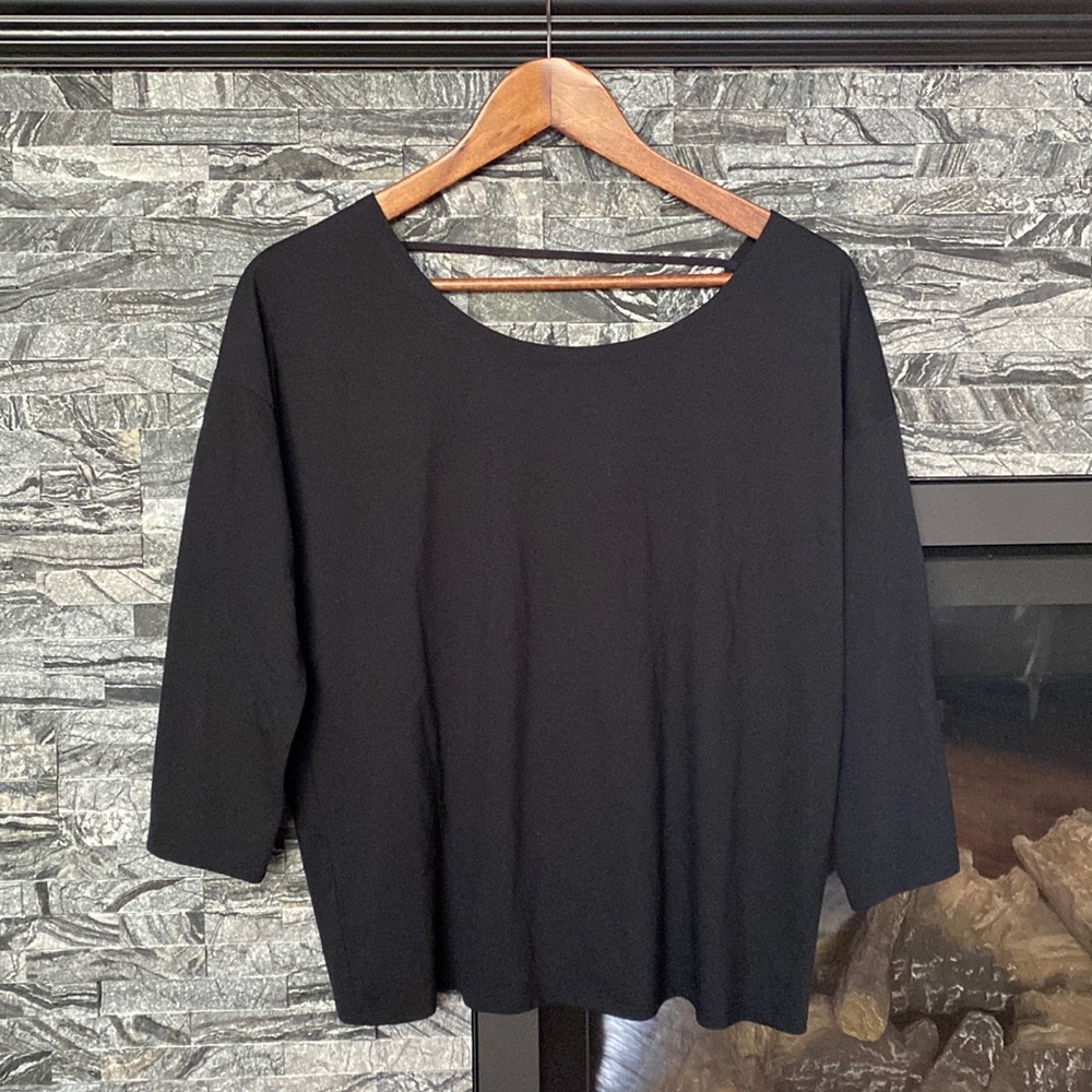 La SENZA Backless Lace Up Top 3/4 length sleeves, Black